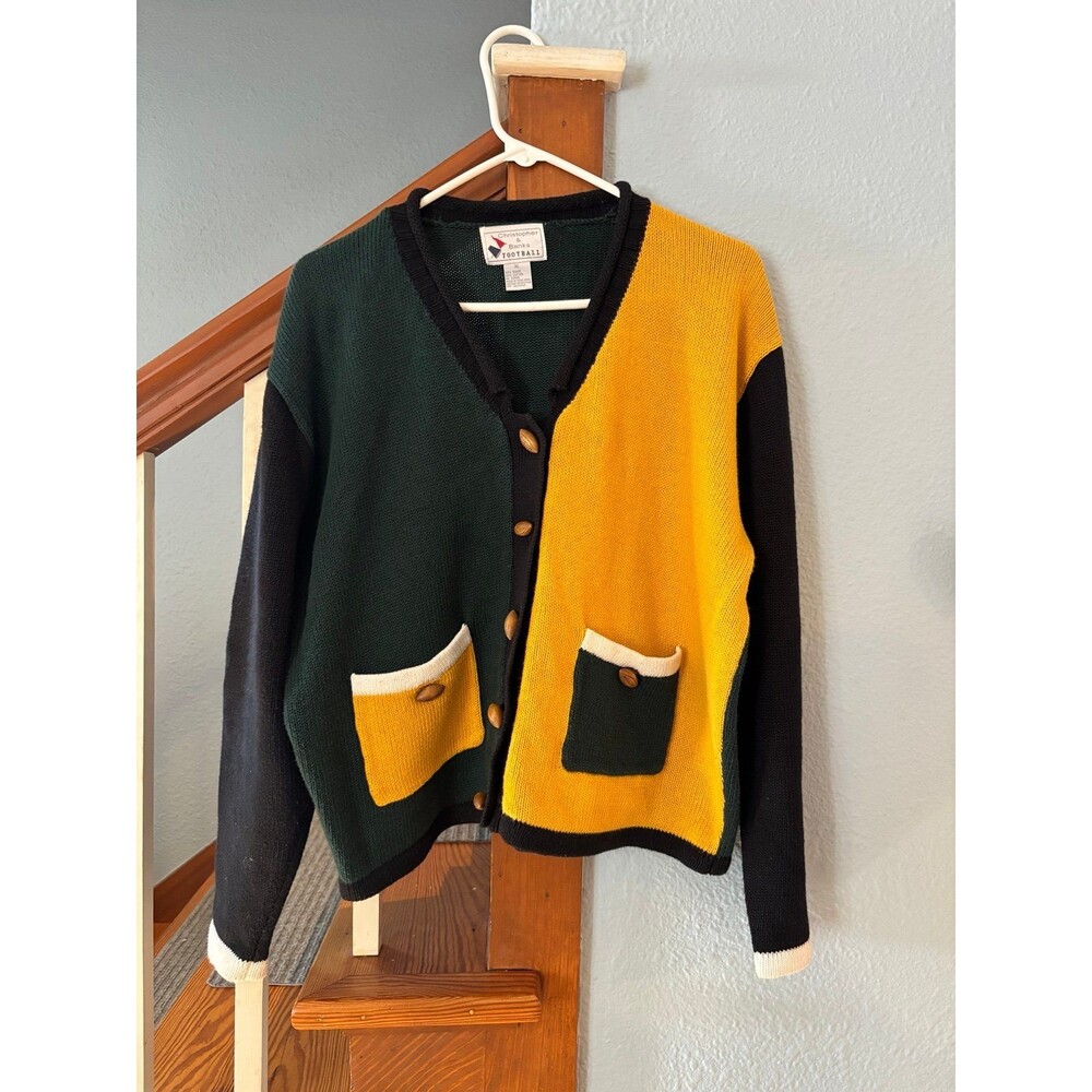 Christopher & banks football vintage Green Bay packers cardigan sweater XL
